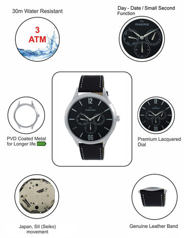 Maxima ATTIVO Men Black Dial Analogue Watch - 66260LMGI